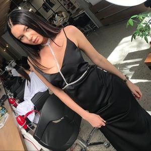 Custom made black silk dress